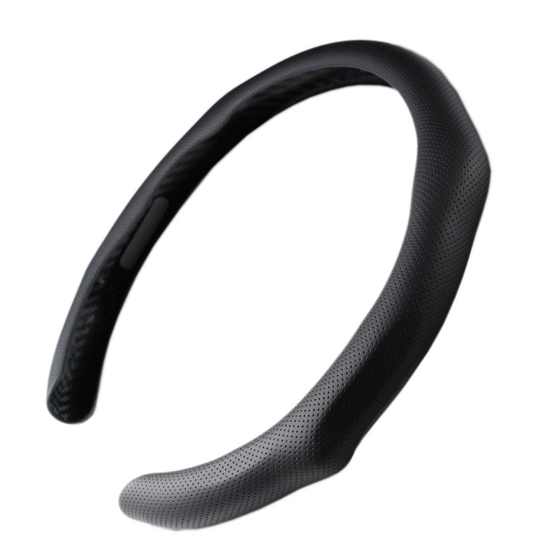 PartsTo Quick Install Sporty Black Perforated Nappa Leather Steering Wheel Cover for All 14Â½ to 15 inches Car Sedan Coupe SUV Pickup 14.5 to 15 - Image 2