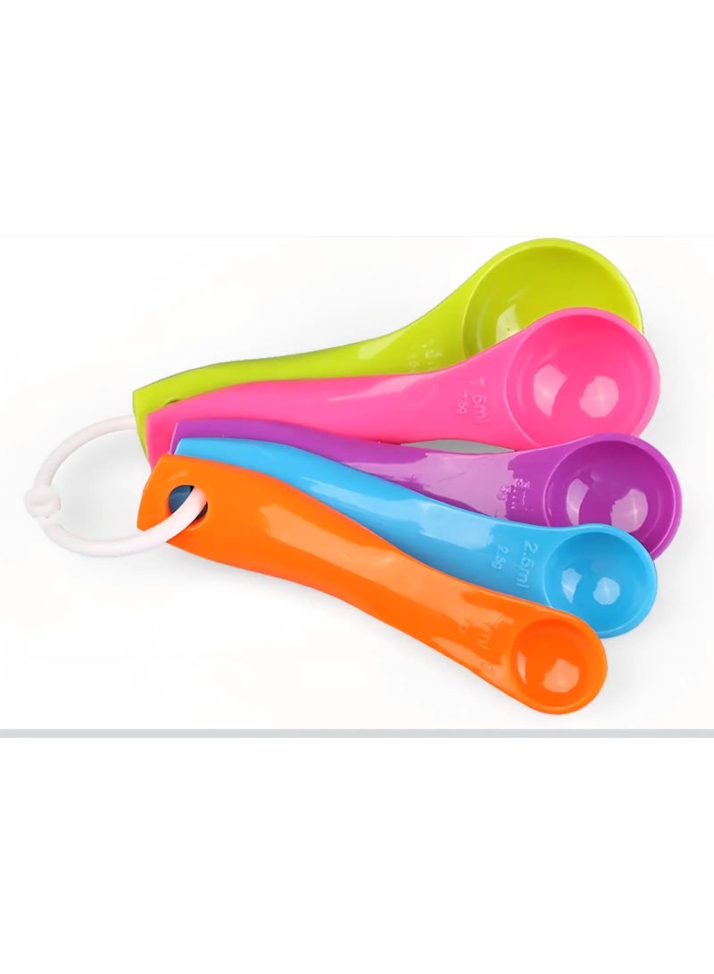 Colorful Plastic Measuring Spoons Set, 1ml 2.5ml 5ml 7.5ml 15ml, Multi-Color, 5 Piece - Image 2