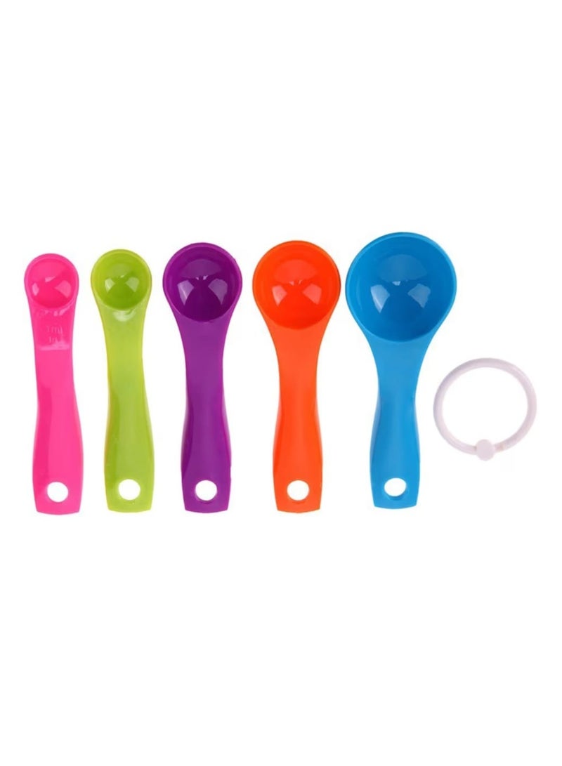 Colorful Plastic Measuring Spoons Set, 1ml 2.5ml 5ml 7.5ml 15ml, Multi-Color, 5 Piece - Image 3