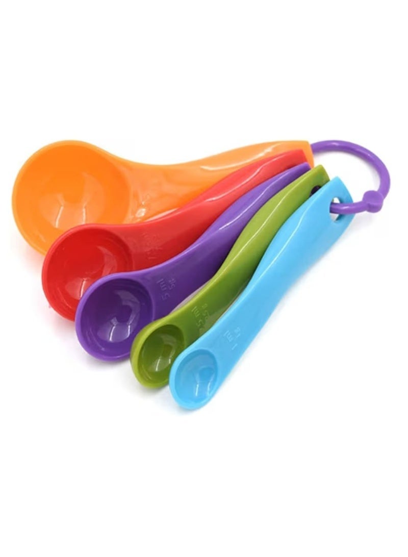 Colorful Plastic Measuring Spoons Set, 1ml 2.5ml 5ml 7.5ml 15ml, Multi-Color, 5 Piece - Image 4