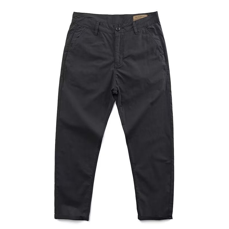 2023 Crock Pants Micro-elastic Khaki Durable Work Casual Pants Retro Washed American Long Pants Solid Color Mens Pants Khaki - Image 2