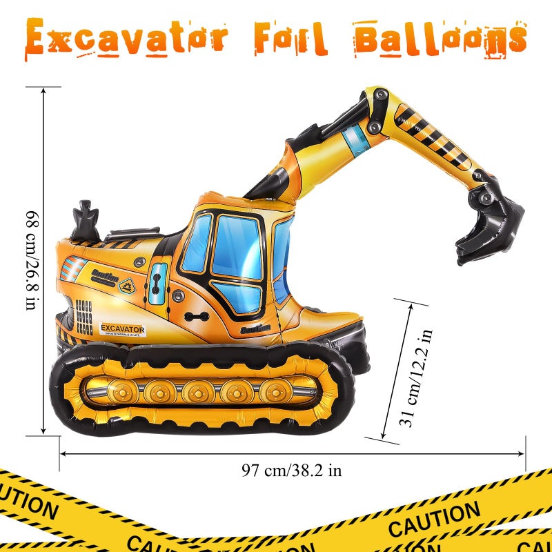 YOTHORN Self Standing 4D Foil Construction Balloon,Large Excavator Balloon, Digger Engineering Vehicle Balloons for Kids,Construction Birthday Party Supplies for Constructions Theme Party Decoration - Image 2