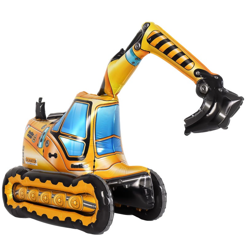 YOTHORN Self Standing 4D Foil Construction Balloon,Large Excavator Balloon, Digger Engineering Vehicle Balloons for Kids,Construction Birthday Party Supplies for Constructions Theme Party Decoration - Image 1