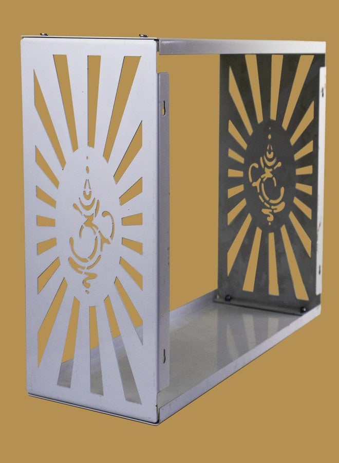 Spillbox صندوق معدني للصلاة المنزلية | رف معدني أبيض | يُثبت على الحائط | سهل التركيب بالبراغي | معبد منزلي لغرفة الصلاة | حامل للصلاة | ماندير (حامل أوم أبيض) - Image 3