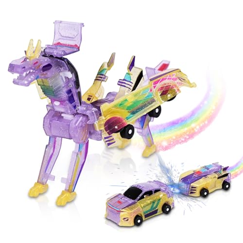 Gkiozu Magnetic Dinosaur Car Toy 2 in 1 Crash Transform Vehicle to Dino No Battery Needed for Kids Age 312 Birthday Gift Yellow - Image 1