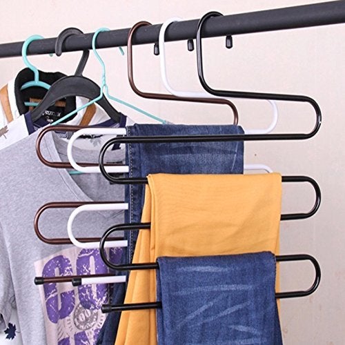 CoolKart Stainless Steel SType Magic MultiPurpose 5 Layer Clothes Organizer Black 4 - Image 4