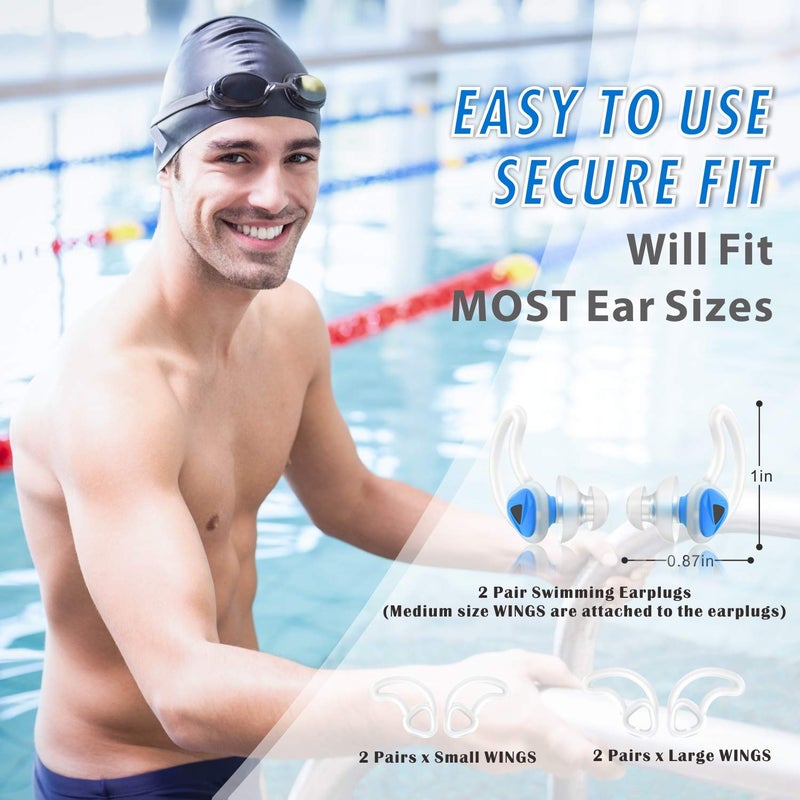 Hearprotek Ear Plugs for Swimmingâ€“2 Pairs Soft Silicone Reusable Waterproof Earplugs for Adults & Men Women, Custom Fit for Swimmers Ear, Pool, Beach, Snorkeling, Surfing, Kickboard Training(Blue) - Image 5