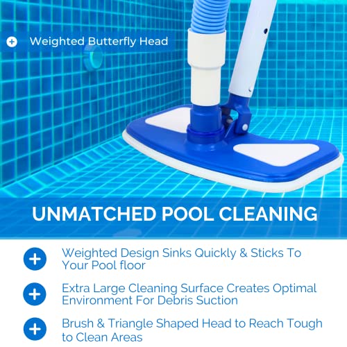 Swimline ملحق رأس مكنسة حمام السباحة اليدوي من SWIMLINE HYDROTOOLS للحمامات الأرضية والحمامات فوق الأرض | رأس مكنسة حمام السباحة ذو شكل فراشة مع شعيرات | خرطوم دوار 1-1/4 أو 1-1/2 بوصة | تنظيف الحطام 8131 - Image 3
