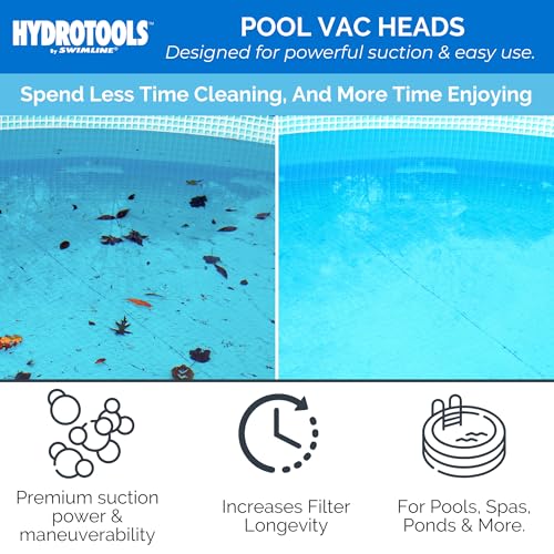 Swimline ملحق رأس مكنسة حمام السباحة اليدوي من SWIMLINE HYDROTOOLS للحمامات الأرضية والحمامات فوق الأرض | رأس مكنسة حمام السباحة ذو شكل فراشة مع شعيرات | خرطوم دوار 1-1/4 أو 1-1/2 بوصة | تنظيف الحطام 8131 - Image 2