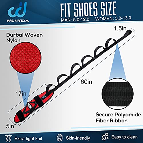 WANYIDA Foot Calf stretcher for Plantar Fasciitis, Achilles Tendonitis, Heel Spurs, Drop Foot. Yoga Stretching Strap for Leg, Thigh and Hamstring (Red) - Image 5