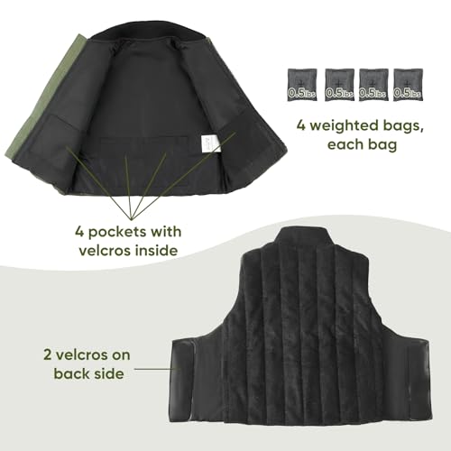Hugsmiling Weighted Vest for Kids Adjustable Compression Vest With Four Removable Weights Included Zipper and Pocket Design Small - Image 3