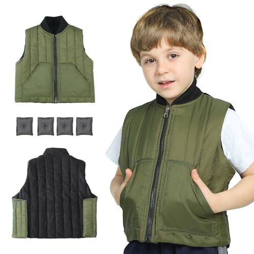 Hugsmiling Weighted Vest for Kids Adjustable Compression Vest With Four Removable Weights Included Zipper and Pocket Design Small - Image 1