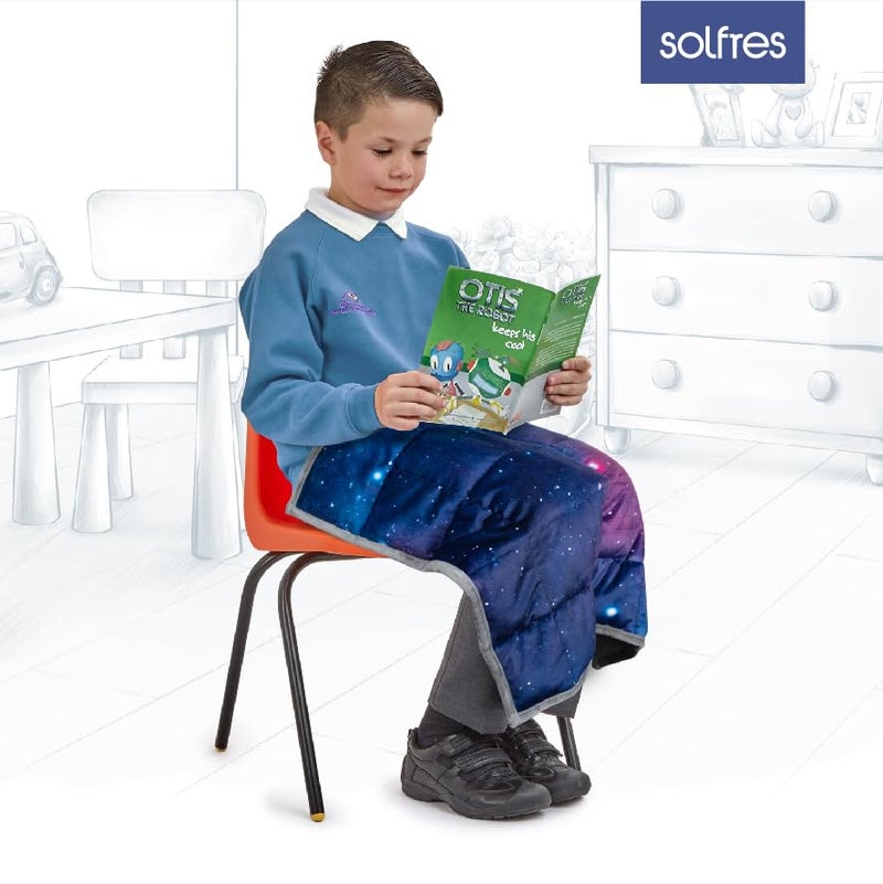 Solfres 5lbs Small Weighted Lap Pad Blanket Throw for Kids Boys Teens 20in x 23in - Sleep Therapy Plush Travel Size with Glass Beads, Blue Pink Galaxy Space Stars - Image 4