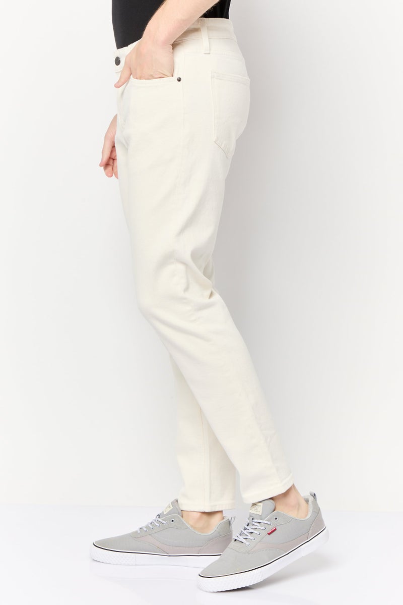 Celio Men Slim Fit Solid Stretchable Denim Jeans, Cream  - Image 3