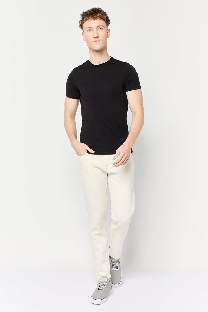 Celio Men Slim Fit Solid Stretchable Denim Jeans, Cream  - Image 2