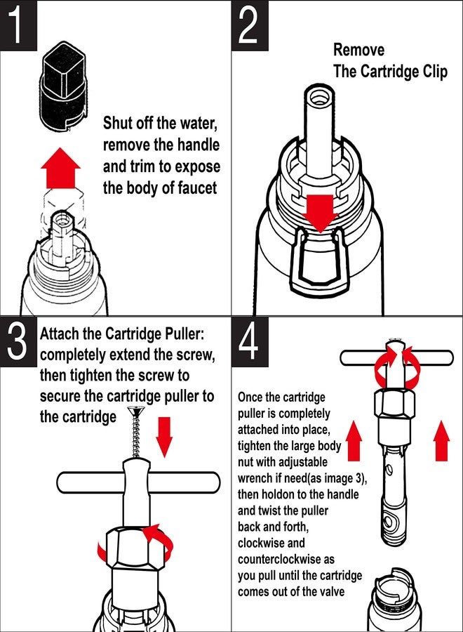 HAUTMEC Moen Cartridge Puller Cartridge Removal Tool Compatible with Moen 1200, 1222 & 1225 Series, Aluminum Alloy, Anti-Rust, and Durable Design for Tub/Shower Faucets - Image 4