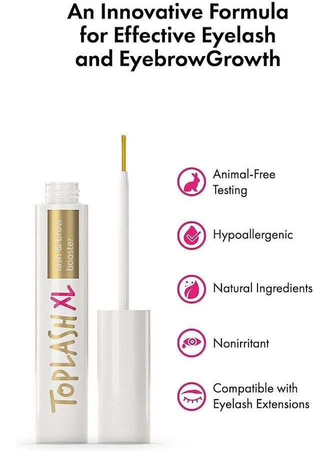 Toplash - Xl Lash And Brow Booster Growth Serum With Eyelash And Eyebrow Enhancer Promotes Stronger Thicker Healthier Lashes With Botanicals And Peptides - Image 1