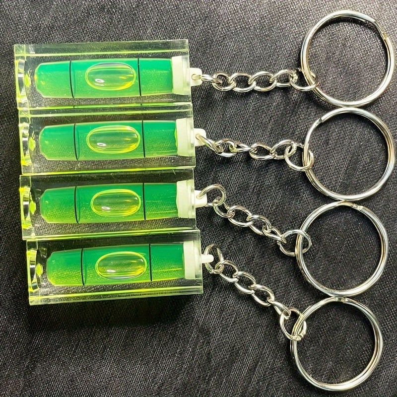 Green 4 Pack Acrylic Mini Level Keychain for Layout Measurement Pocket Tool - Image 1