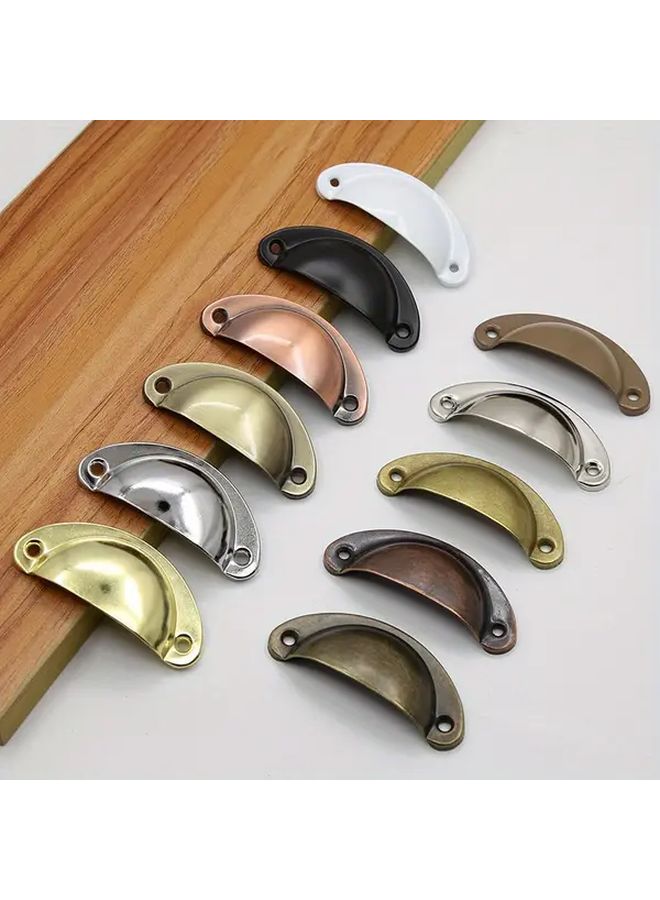 12pcs Silvery Vintage Metal Cabinet Handles Half Circle Drawer Pulls Set - Image 2