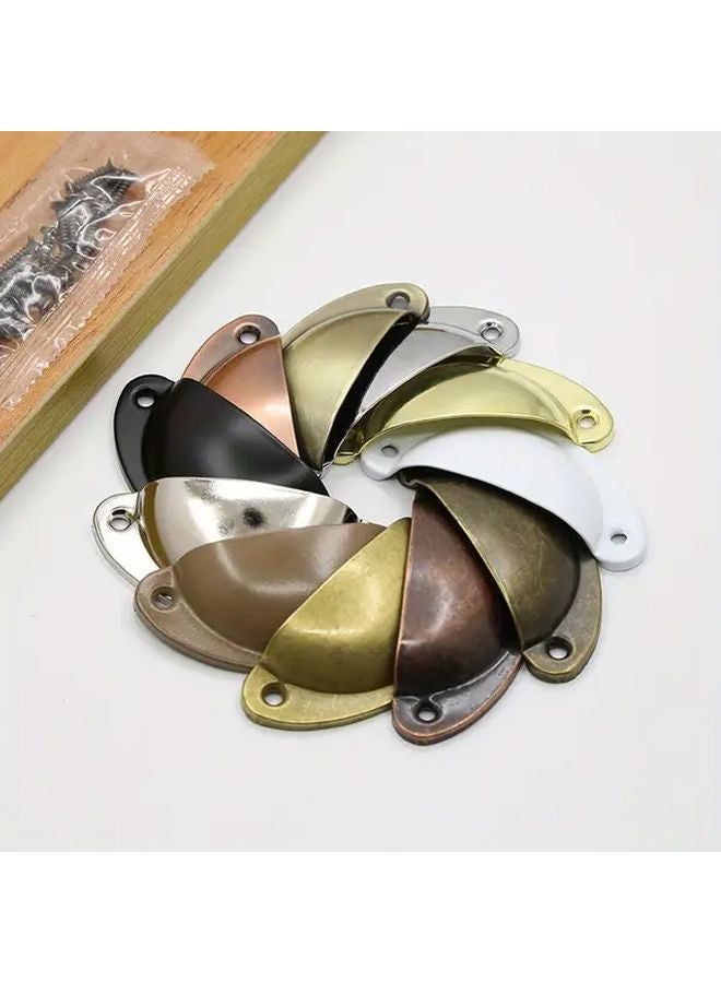 12pcs Silvery Vintage Metal Cabinet Handles Half Circle Drawer Pulls Set - Image 3