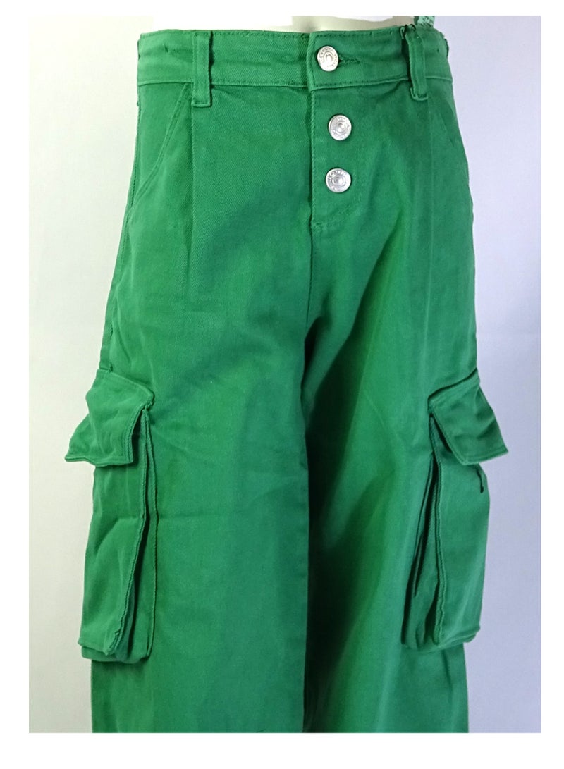 SHELTER "Girls' pants with a buttoned waistband, multiple pockets, and solid colors from the Shelter collection 23022." - Image 2