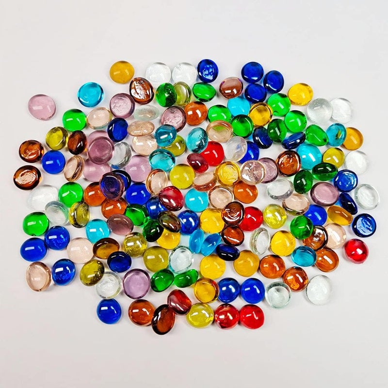 Meschett 50PCS Mini Glass Gems,Mixed Colour Mancala Stones Flat Bottom Marble Beads for Home Decorative Art Craft Vase Filler(0.5"~0.7") - Image 4