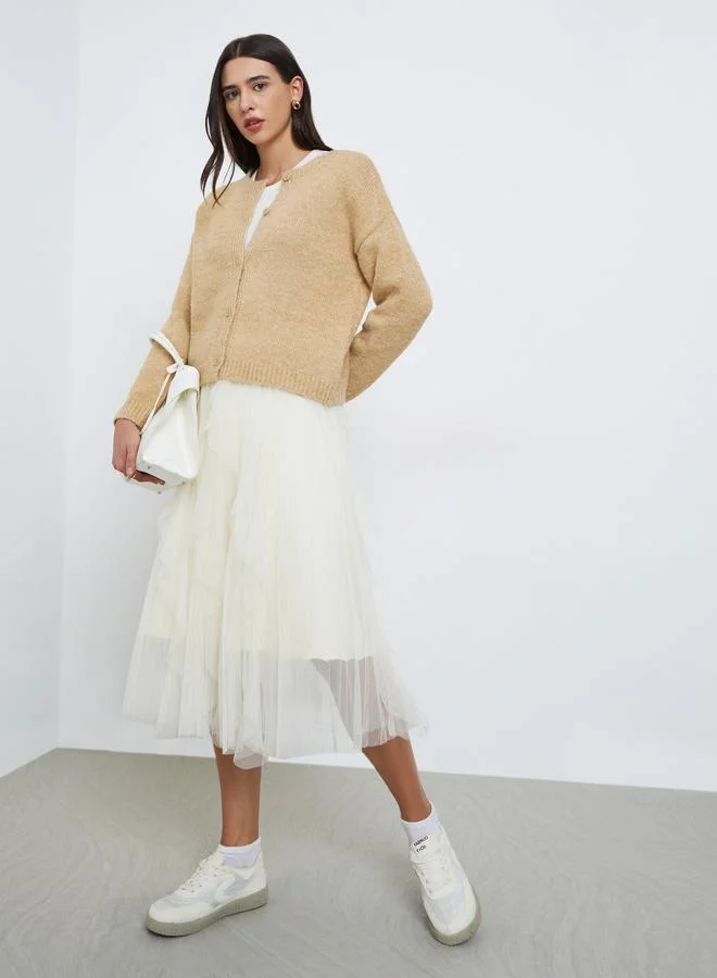 تايك تو تنورة ميدي من التول الشبكي