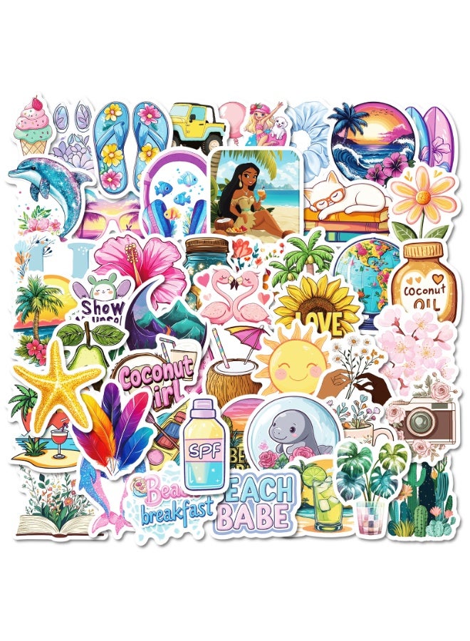 NIBEMINENT 50 Pcs Beach Style Deco Kit Waterproof Stickers, High Definition Printing Bright Colors, Suitable for Laptop Skateboard Luggage Water Bottle Guitar DIY - Image 2
