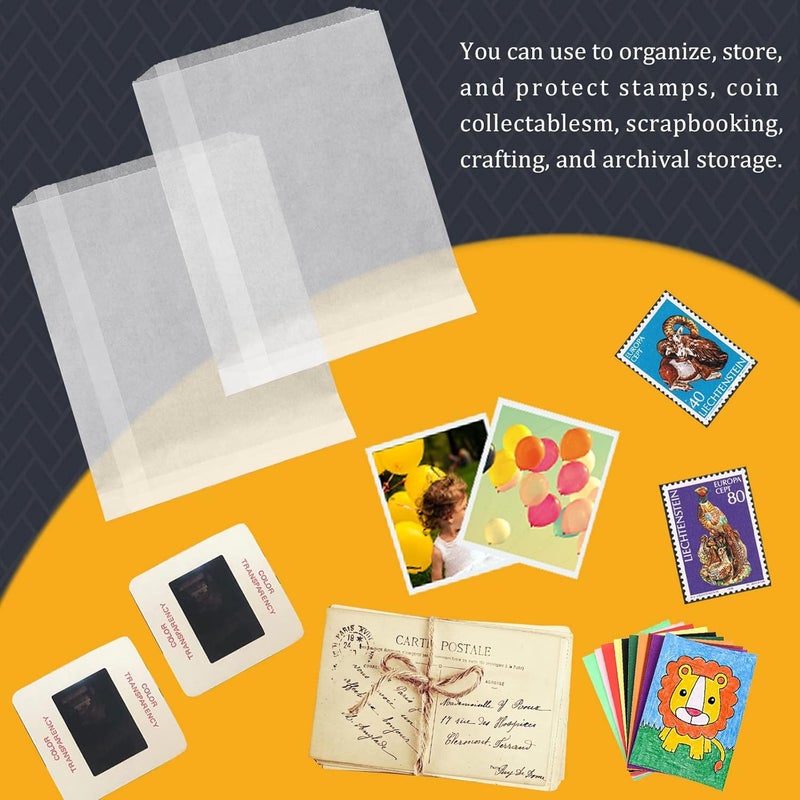 Lineco Glassine Photo Envelopes 5.25''x7.25'', Preserve Photos, Prints, Negatives. Store Stamps, Coins, Scrapbooking, Storage (Pack of 100) - Image 5
