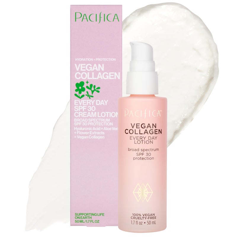 Pacifica Beauty Vegan Collagen SPF 30 Broad Spectrum Sunscreen Every Day Face Lotion UVAUVB Protection for All Skin Types Lightweight Moisturizing  Hydrating Cruelty Free White 17 Fl Oz - Image 1