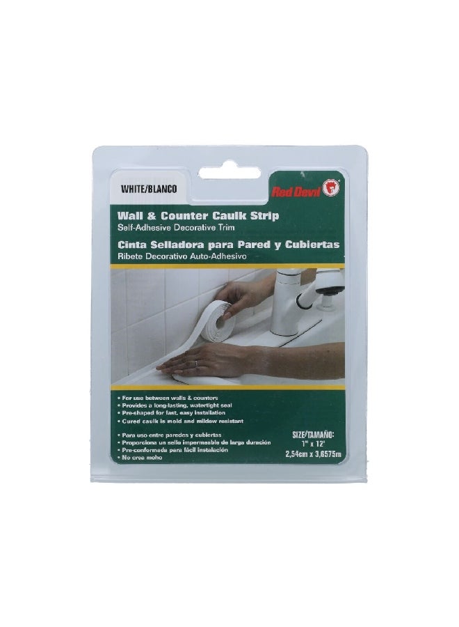 Red Devil Wall and Counter Caulk Strip White 1 x 144 Inch 155 - Image 1