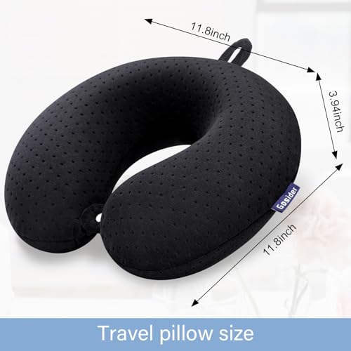 Gosider Black Travel Neck Pillow Memory Foam Airplane Pillow for Neck and Head Support Soft Portable U Shape Neck Pillow for Plane, Car & Home Office Use - Image 3