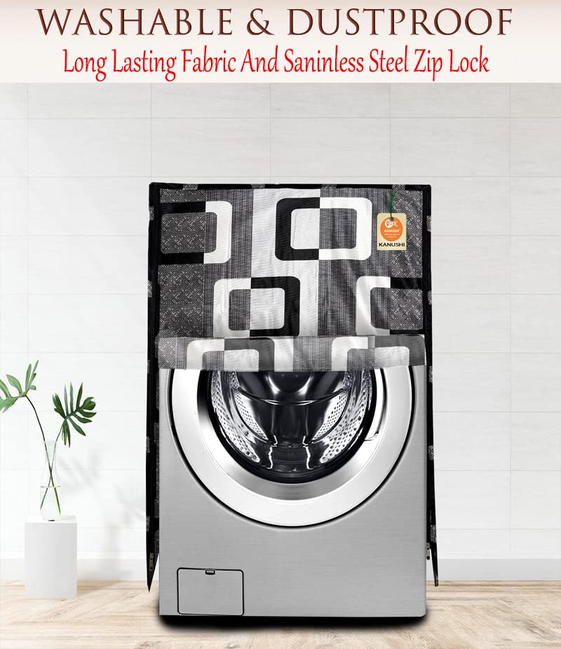 KANUSHI Industries® Washable & Dustproof Front Load Automatic Washing Machine Cover (Suitable for 6 Kg, 6.5 kg, 7 kg, 7.5 kg) (WASMAC-BLACK-BOX-FRONT-01) - Image 2