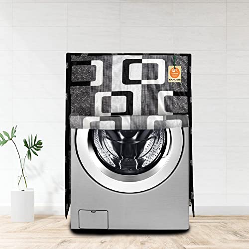 KANUSHI Industries® Washable & Dustproof Front Load Automatic Washing Machine Cover (Suitable for 6 Kg, 6.5 kg, 7 kg, 7.5 kg) (WASMAC-BLACK-BOX-FRONT-01) - Image 1