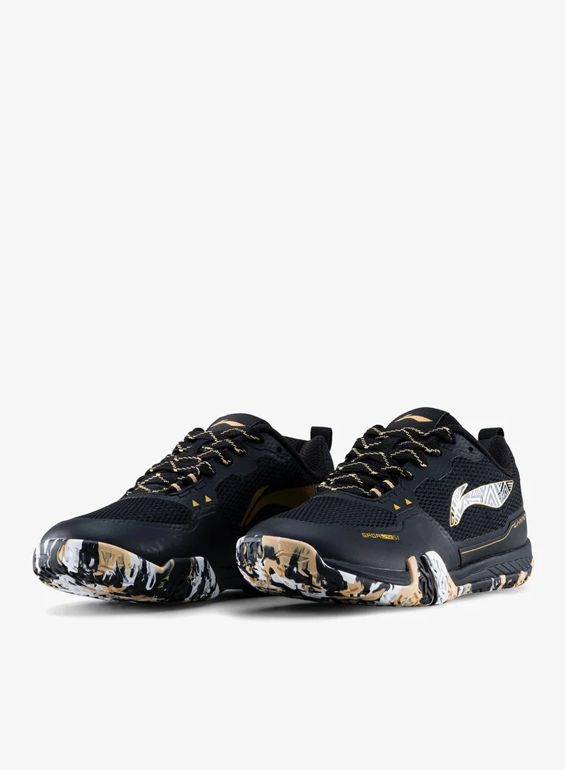 Li-Ning Black/Gold/White Lining Saga Lite S1 Badminton Shoes  Unisex-adult Non Marking Lightweight & Durable  | Best Price UAE