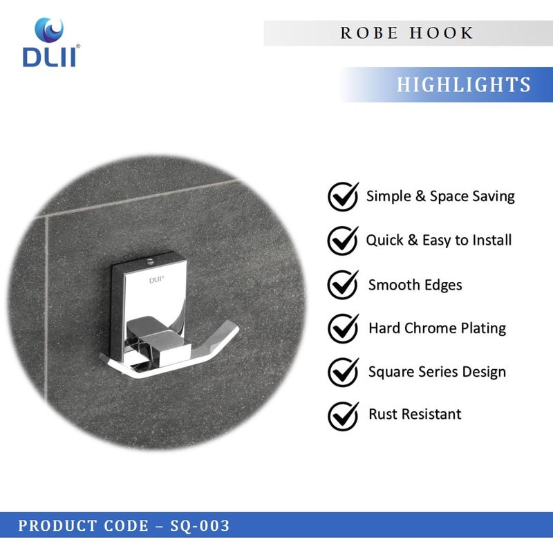 DLII® Premium Square Robe Hook - Multi Functional Hook for Bathrobes | Perfect for Hanging Towels & Clothing Contemporary Design | Rust Resistant Bathroom Hook for Robes (1) - Image 2