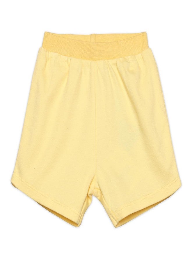 miniklub Cotton Solid Shorts,Pack of 2,Yellow & Blue(3-6M) - Image 3
