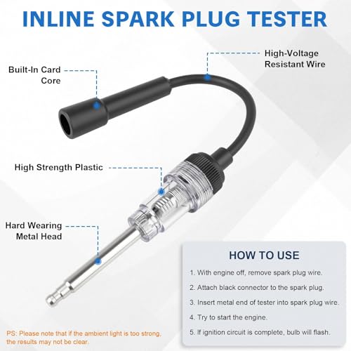 Marvelity 9pcs Petrol Engine Cylinder Compression Tester Kit Include Spark Plug Tester, 0-300PSI Small Engine Compression Tester for Testing Automotive Motorcycle Chainsaw Outboard Motor Snowmobile - Image 3