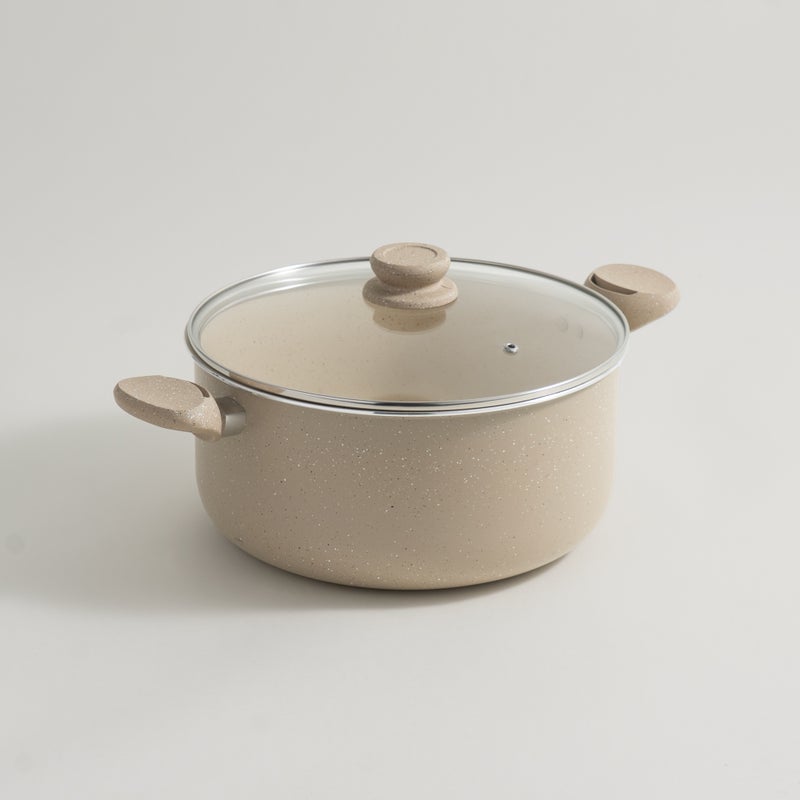 ألبرتو قدر ألومنيوم مع غطاء زجاج 6.8 لتر، كريمي - Image 1