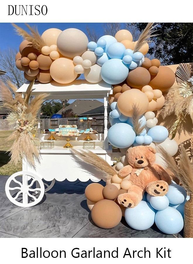 DUNISO 139PCS Balloon Garland Arch Kit Metallic White Blue Latex Balloons Set For Baby Wedding Birthday Party Background Decorations School Opening Ceremony - Image 3