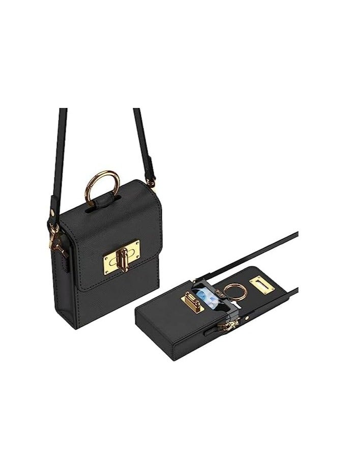 Wallet Case Compatible with Samsung Galaxy Z Flip 5 Pocket, Mini Phone Backpack Cover with PU Leather Shoulder Strap for Flip4/Flip3/Flip2/Flip1/P50Pocket