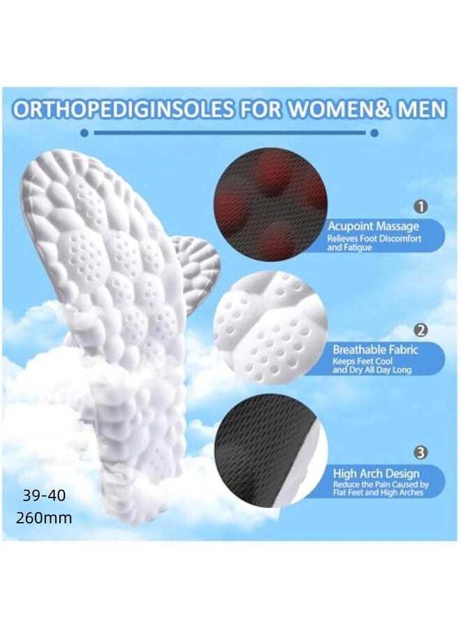 4D Cloud Insoles for Men and Women Memory Foam Cloud Insoles Super Soft Anti-Fatigue Shock Absorption Relieve Foot Pain (White 39-40 cm) - Image 2
