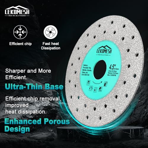LEKOMESH Rock Slab Grinding Disc - 3 inch Glass Cutter Disc (5pcs), Granite Cutting Blade, Diamond Grinder Wheel for Rock Slab, Stone, Tile, Marble, Granite, Glass Diamond Saw Blades - Image 3