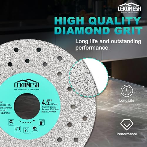 LEKOMESH Rock Slab Grinding Disc - 3 inch Glass Cutter Disc (5pcs), Granite Cutting Blade, Diamond Grinder Wheel for Rock Slab, Stone, Tile, Marble, Granite, Glass Diamond Saw Blades - Image 4