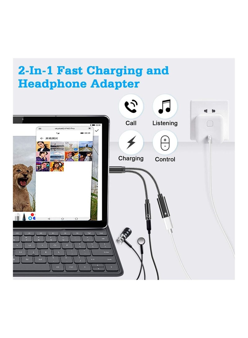 SYOSI محول صوت، كابل USB من النوع C إلى Aux Audio Jack مع محول سماعة رأس PD 60 وات للشحن السريع USB C إلى 3.5 مم - Image 2