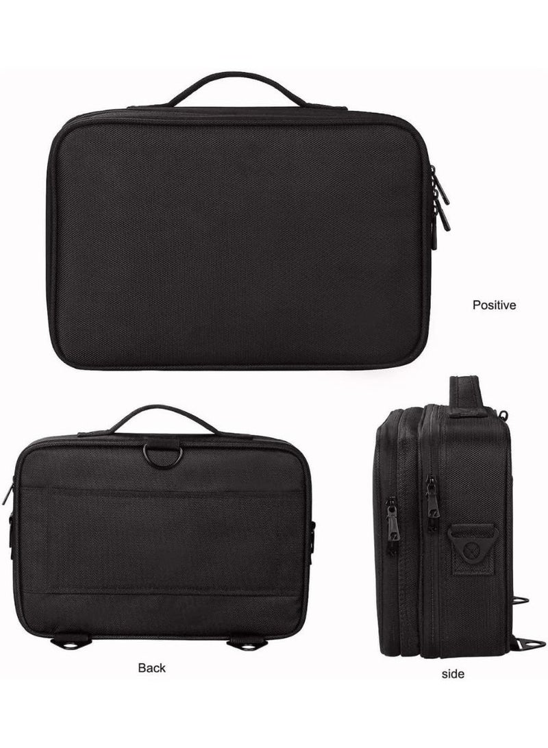 Makeup Bag Travel Makeup Train Case 35CM Large Cosmetic Case Professional Portable Makeup Brush Holder Organizer and Storage with Adjustable Dividers and Shoulder Strap Black - Image 5