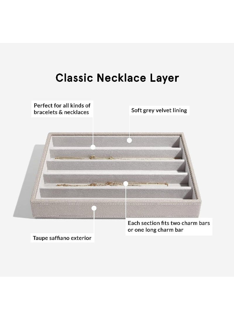 Stackers صندوق قلائد ستاكرز كلاسيك 5 حجرات - صينية تخزين مجوهرات باللون البيج للقلائد والسلاسل، منظم أنيق قابل للتكديس - Image 3