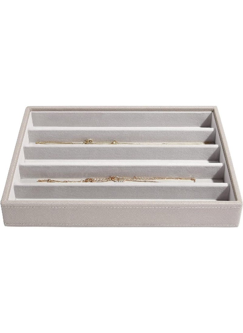 Stackers صندوق قلائد ستاكرز كلاسيك 5 حجرات - صينية تخزين مجوهرات باللون البيج للقلائد والسلاسل، منظم أنيق قابل للتكديس - Image 1