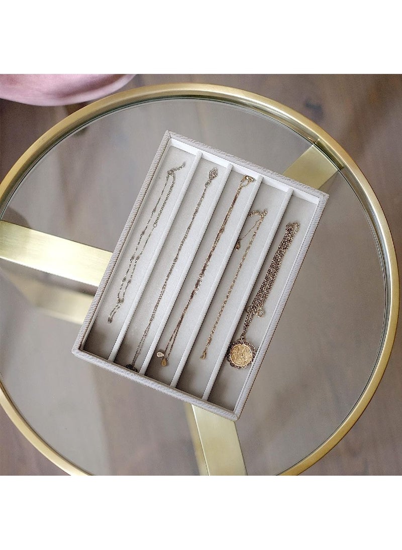 Stackers صندوق قلائد ستاكرز كلاسيك 5 حجرات - صينية تخزين مجوهرات باللون البيج للقلائد والسلاسل، منظم أنيق قابل للتكديس - Image 2