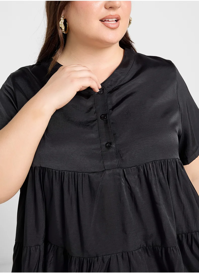 Ginger Plus V Neck Tiered Top
